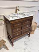 Bathroom Vanity Unit, Antique Oak Washstand Cabinet, Luxury Freestanding Vanity, Made to Order