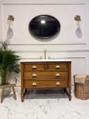 Bathroom Vanity Unit, Antique Oak Washstand Cabinet, Luxury Freestanding Vanity, Made to Order