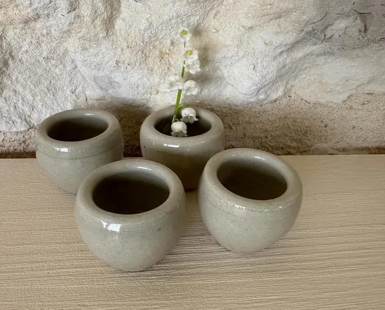 Vintage French Snail Pots en Gres