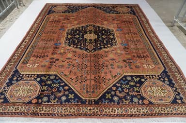 8x10 Large Area Rug, Terracotta Caucasian Rug, Soft Pile Authentic Turkmen Handmade Wool Rug, Afghan Oriental Rug, Bedroom Rug 250x300 cm