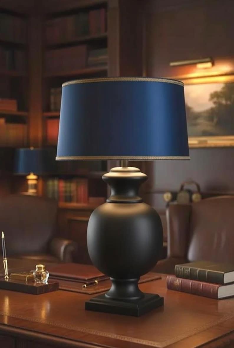 Luxury Handmade Black Table Lamp | Desk & Office Lamp | Elegant Home Lighting Decor