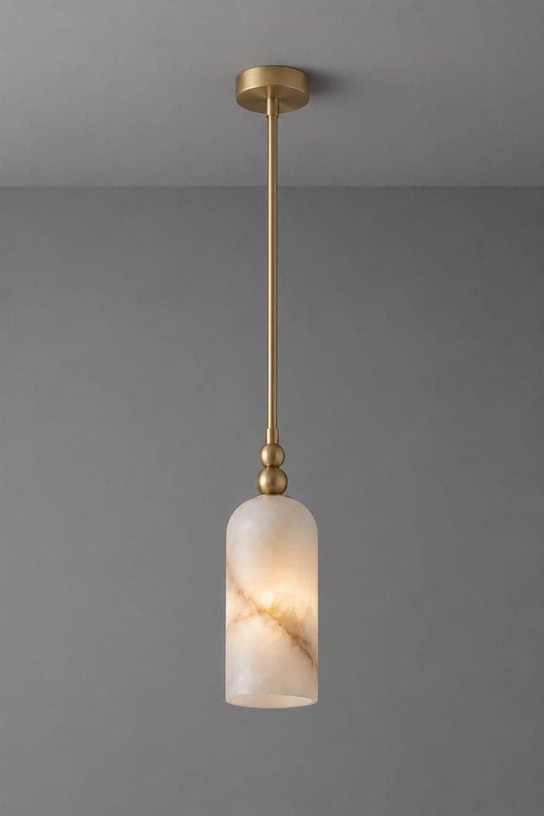 Alabaster Pendant Light, Brass Linear Chandelier, Modern Kitchen Island Lighting