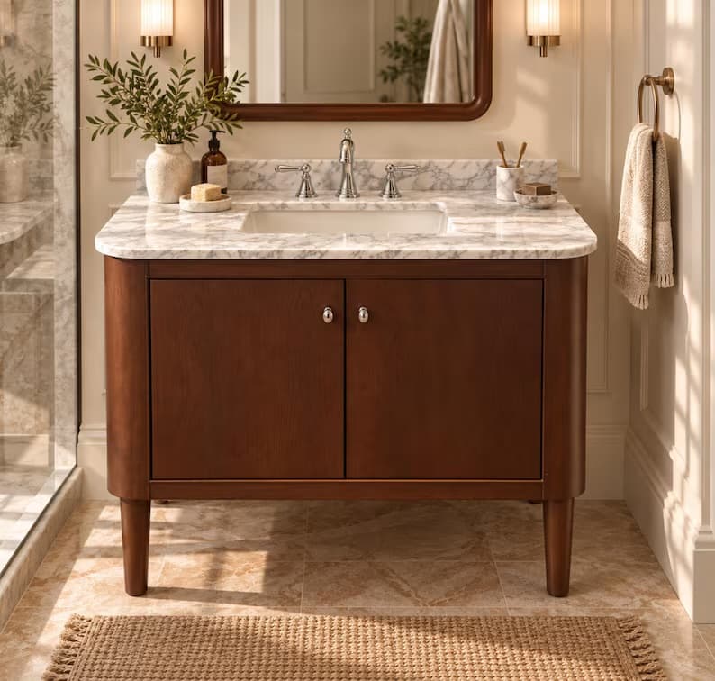 Rustic Bathroom Vanity with Sink, Wood Bathroom Vanity, Solid Wood Bathroom Cabinet