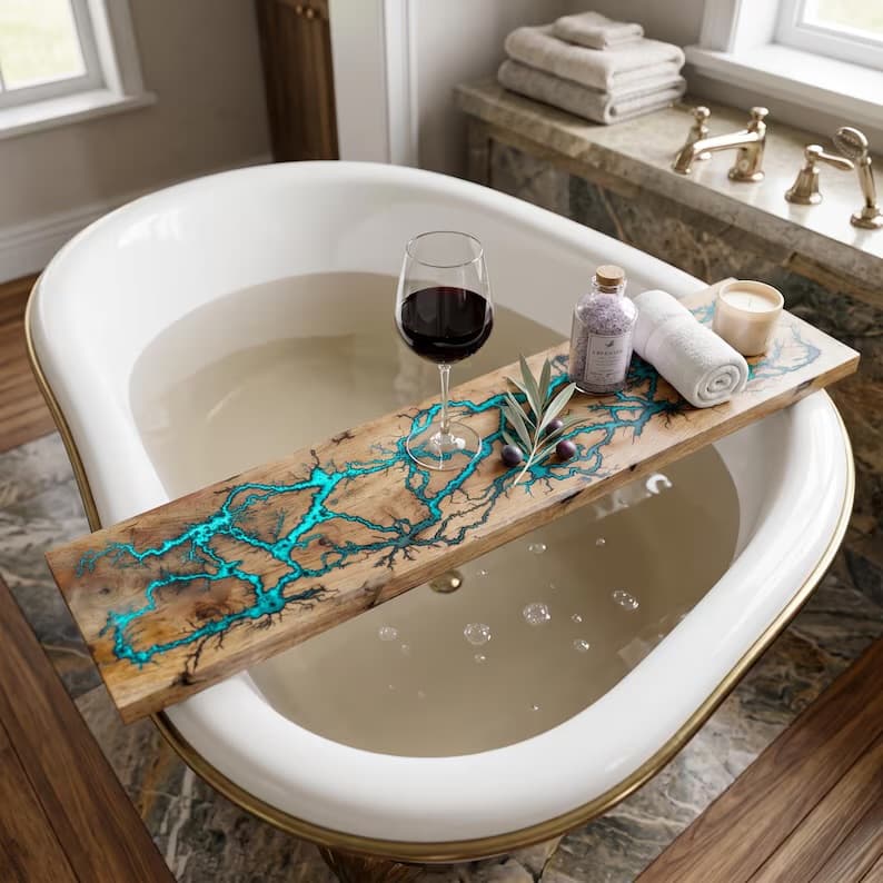 luxury shower caddy wooden organizer bathroom shelf floating shelves tray