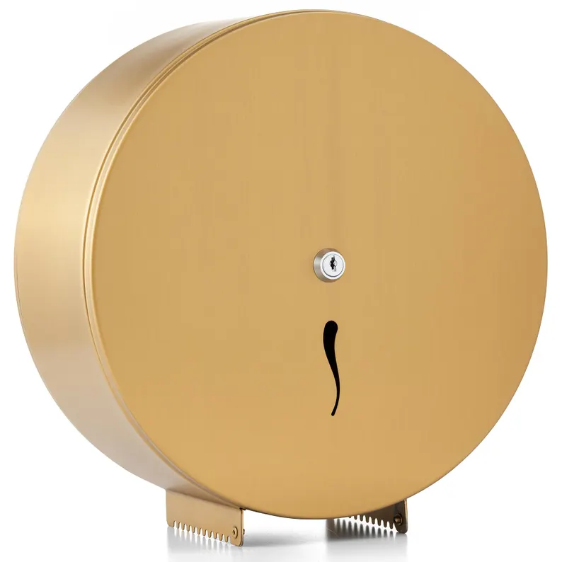 Gold Stainless Steel Toilet Paper Dispenser | Lockable Wall Mounted Tissue Holder | Heavy Duty Commercial & Hotel Use