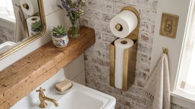 Toilet Paper Holder Hammered Brass Bathroom Organizer Luxury Solid Brass Wall Mount Storage Paper Towel Holder