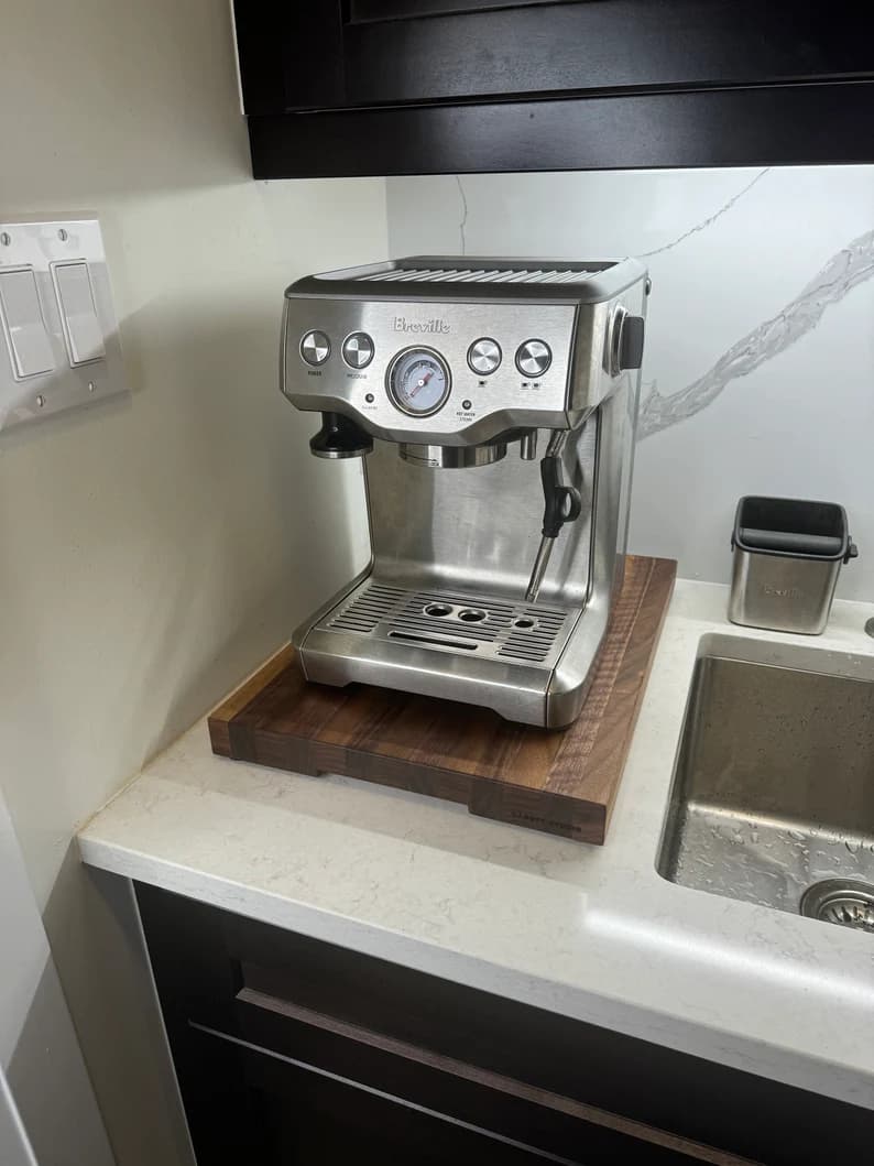 Solid Walnut Slider Glider Board w/ Grippy Feet for Small Appliances in Tight Corners, Coffee Machines, Mixers, & more! - Handmade in Canada