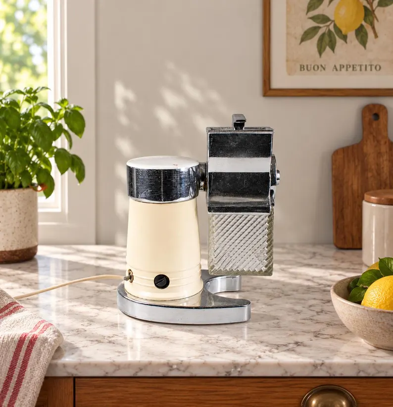 Vintage 1970s Quick Mill OMRE Electric Cheese Grater, Italian Kitchen Appliance, Made in Italy, Working