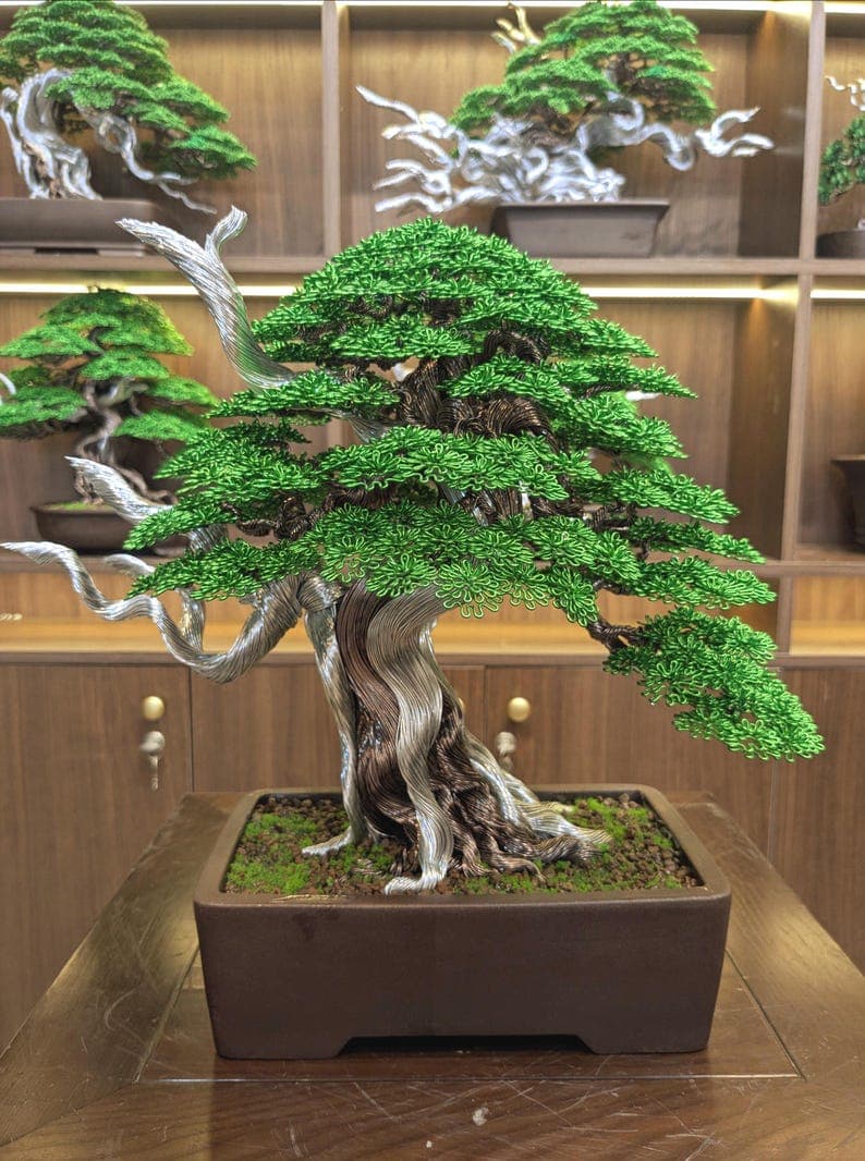 Large Tree Tanuki Bonsai Sculpture : Japanese Art Desk Decor
